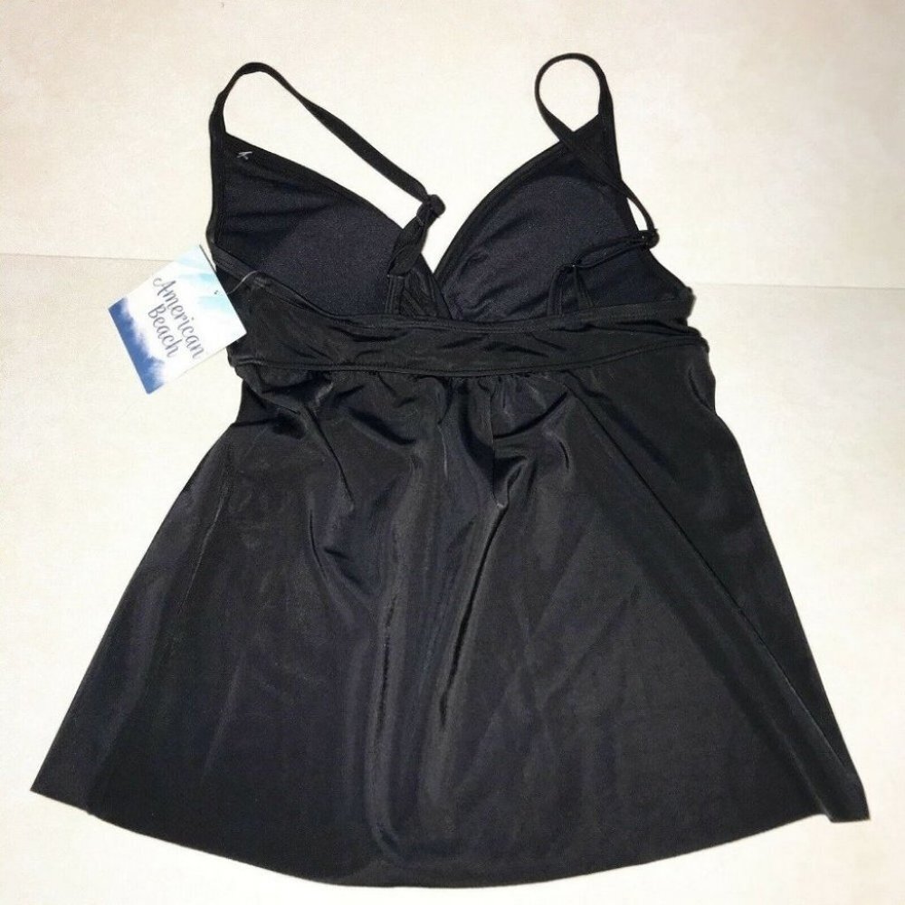 American Beach Swim Black Tankini Top & Bottom Set Womens Size S New - Picture 4 of 12